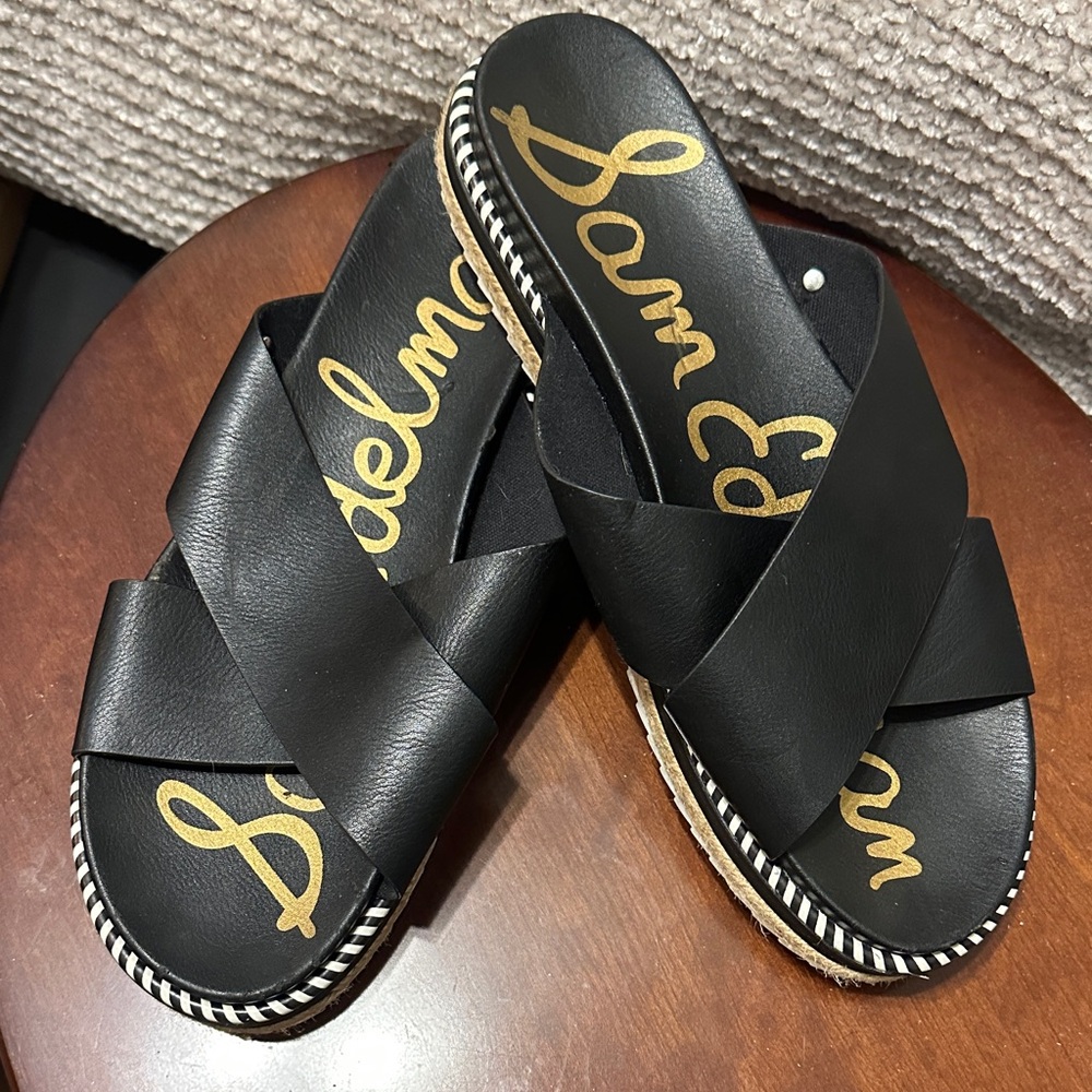 Sam Edelman Black Crisscross Slide Sandals